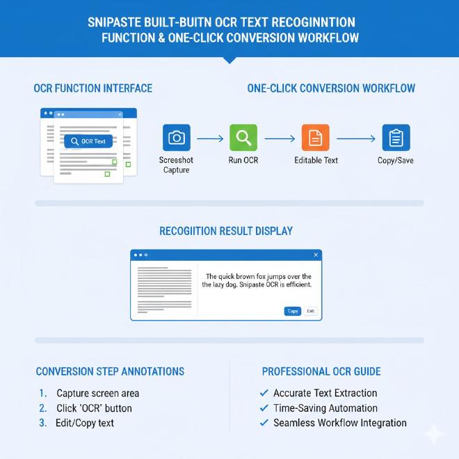 OCR功能界面与一键转换流程